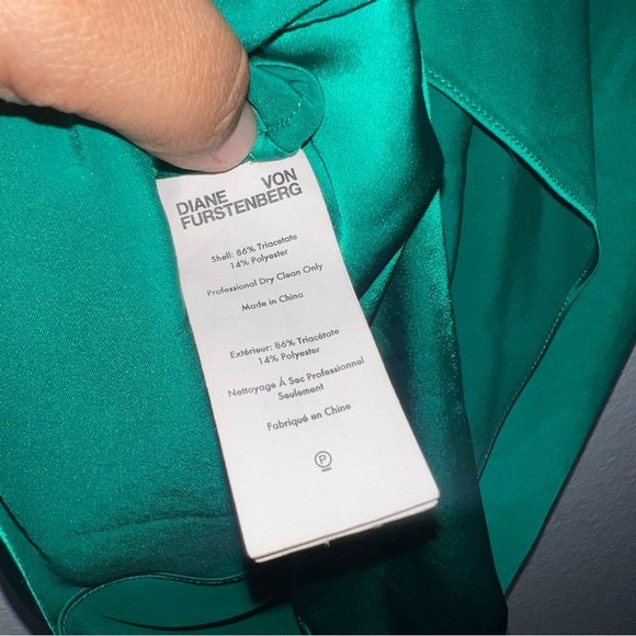 Diane Von Furstenberg Maxi Ruffle Asymmetrical Evergreen Top P - Picture 7 of 9